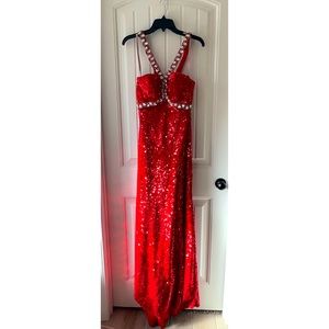 Long sequin prom dress brand: blush prom